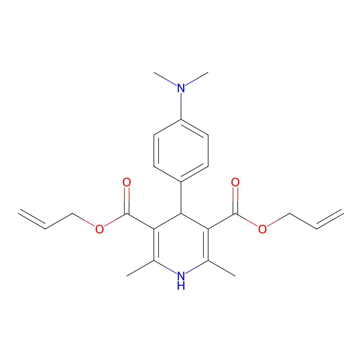 Diallyl 4-(4-(dimethylamino)phenyl)-2,6-dimethyl-1,4-dihydropyridine-3,5-dicarboxylate molecular structure, CAS 406710-09-6
