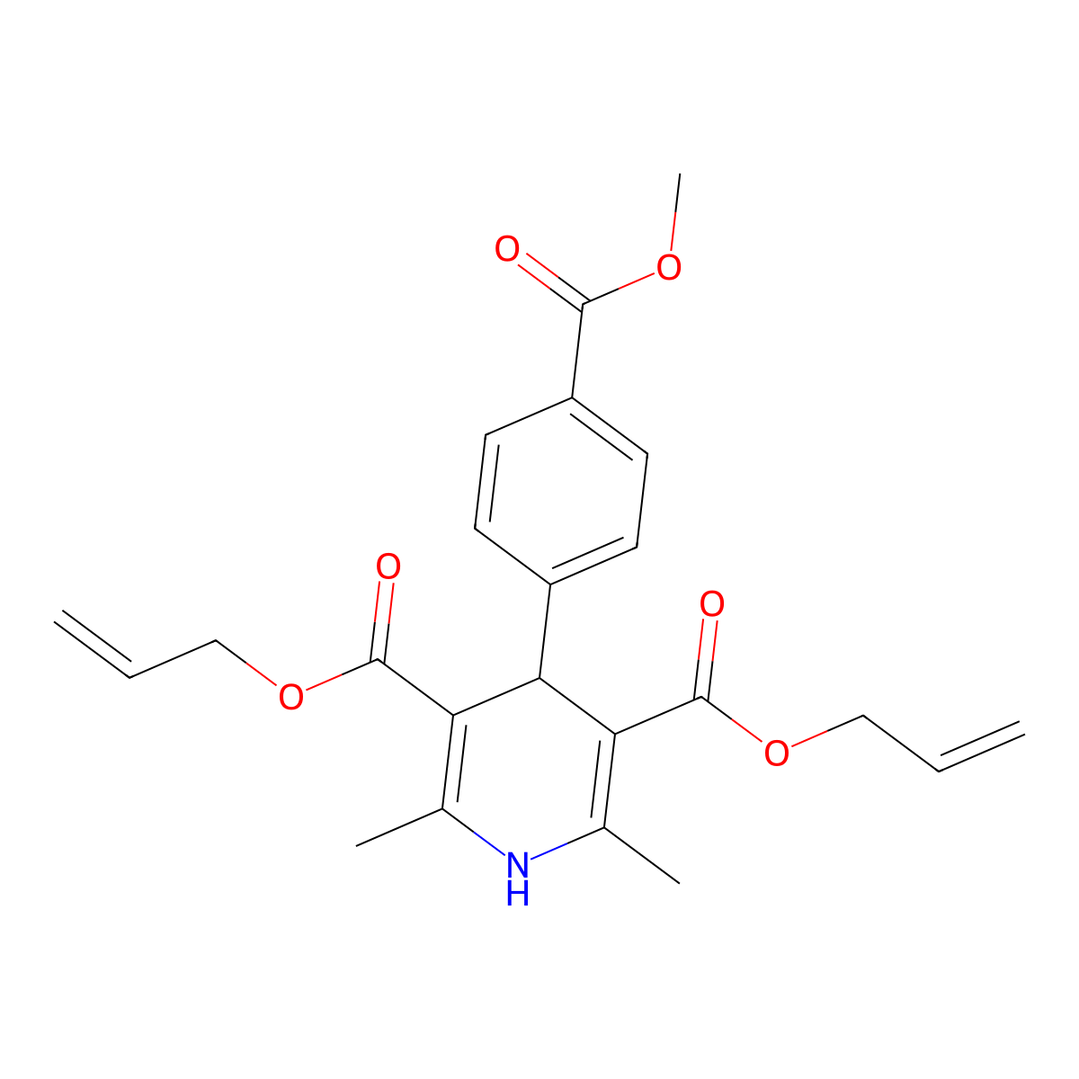 Diallyl 4-[4-(methoxycarbonyl)phenyl]-2,6-dimethyl-1,4-dihydro-3,5-pyridinedicarboxylate molecular structure, CAS 406710-11-0
