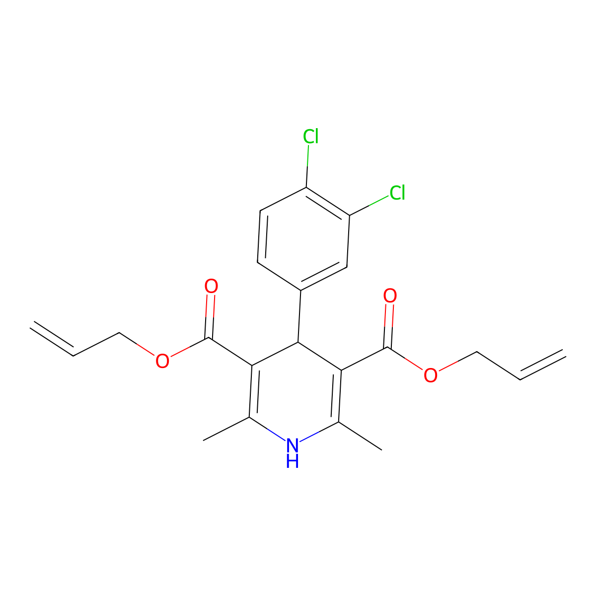 3,5-Bis(prop-2-en-1-yl) 4-(3,4-dichlorophenyl)-2,6-dimethyl-1,4-dihydropyridine-3,5-dicarboxylate molecular structure, CAS 406710-12-1