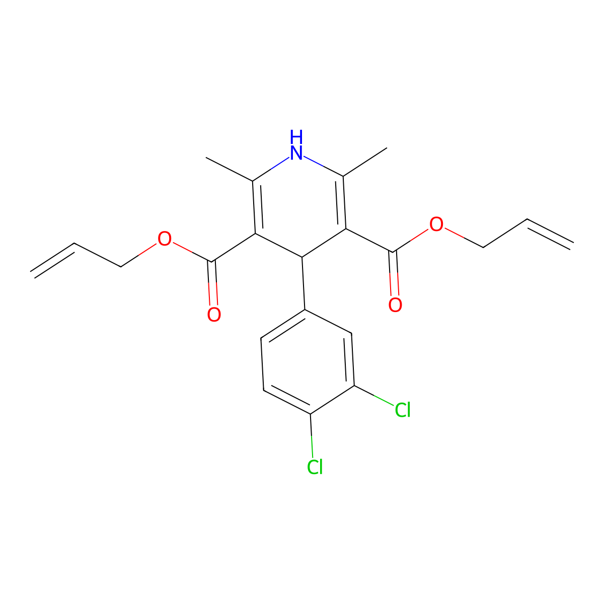 3,5-Bis(prop-2-en-1-yl) 4-(3,4-dichlorophenyl)-2,6-dimethyl-1,4-dihydropyridine-3,5-dicarboxylate molecular structure, CAS 406710-12-1