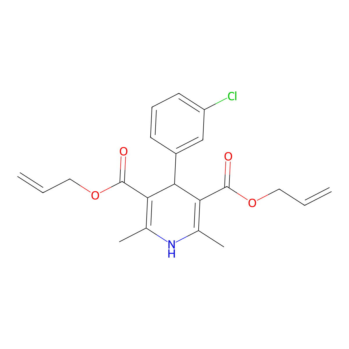 3,5-Bis(prop-2-en-1-yl) 4-(3-chlorophenyl)-2,6-dimethyl-1,4-dihydropyridine-3,5-dicarboxylate molecular structure, CAS 406710-13-2