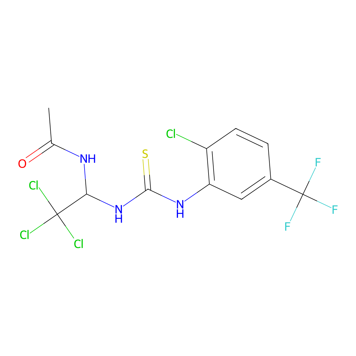 N-[2,2,2-trichloro-1-[[2-chloro-5-(trifluoromethyl)phenyl]carbamothioylamino]ethyl]acetamide molecular structure, CAS 406710-23-4