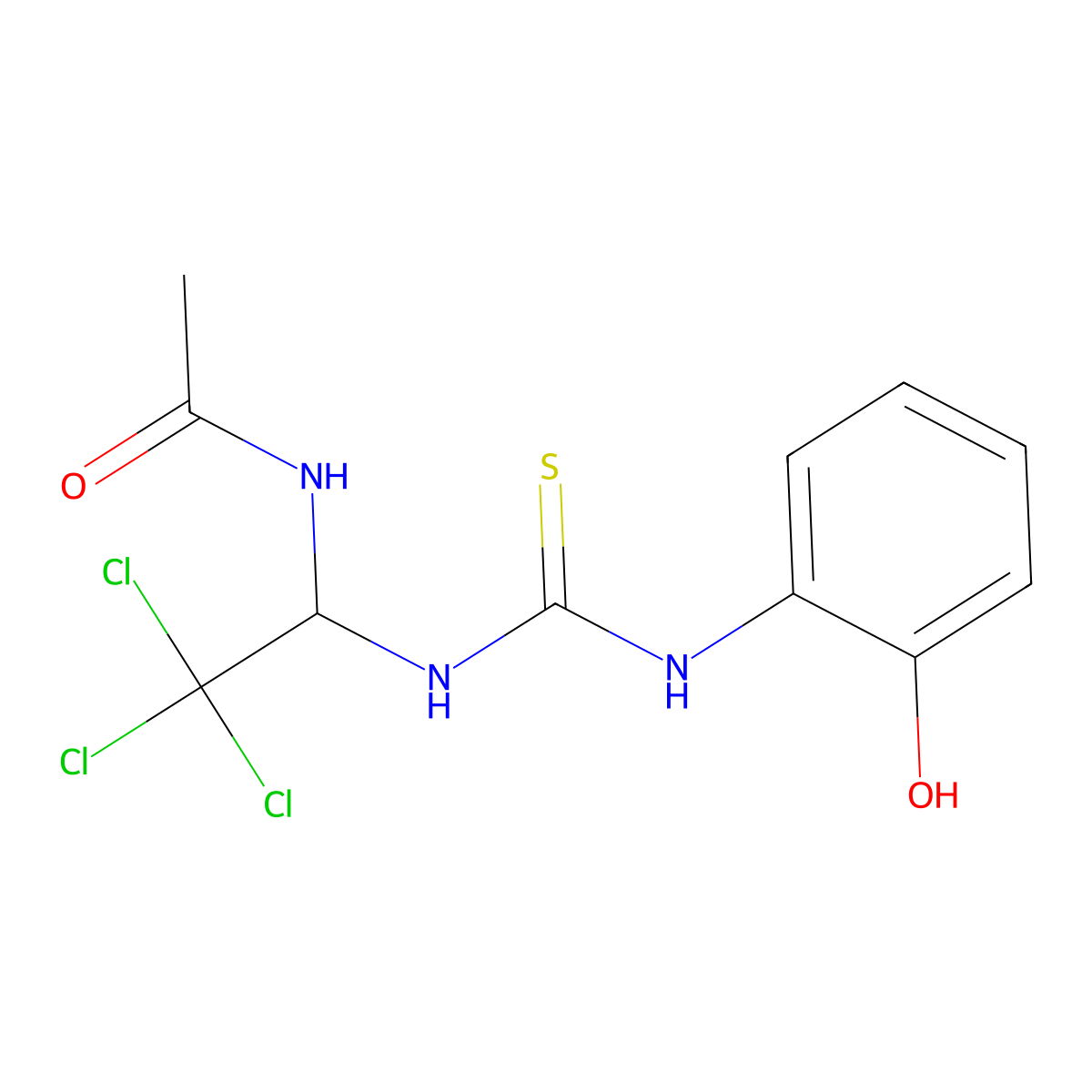 N-[2,2,2-trichloro-1-[(2-hydroxyphenyl)carbamothioylamino]ethyl]acetamide molecular structure, CAS 406710-24-5