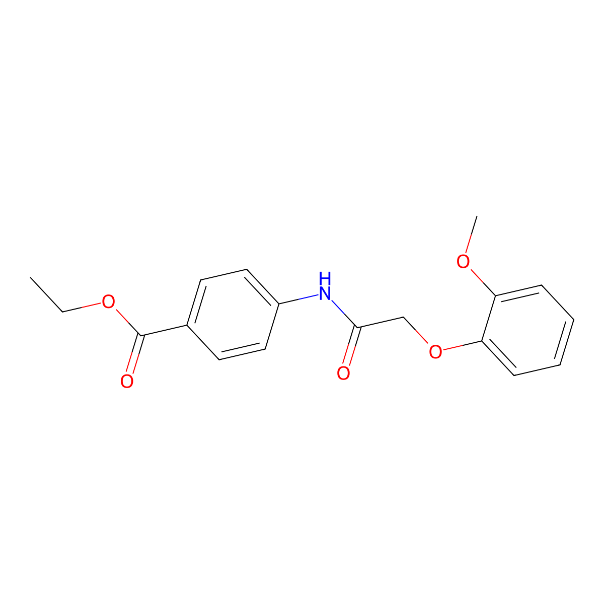 Ethyl 4-{[(2-methoxyphenoxy)acetyl]amino}benzoate molecular structure, CAS 406710-95-0