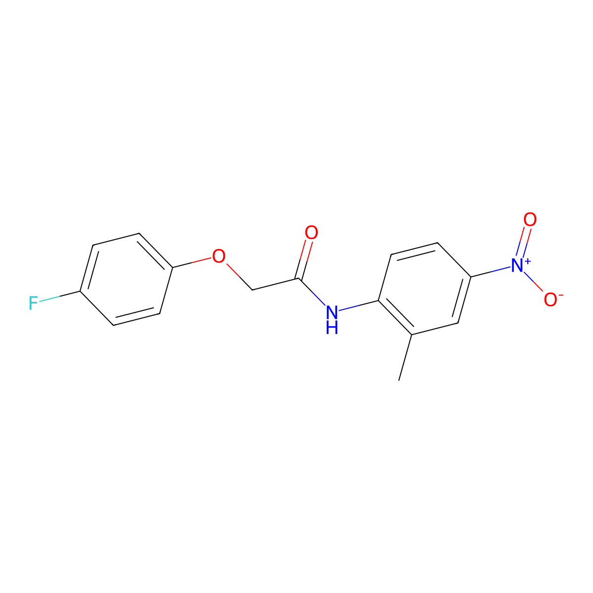 2-(4-fluorophenoxy)-N-(2-methyl-4-nitrophenyl)acetamide molecular structure, CAS 406713-10-8