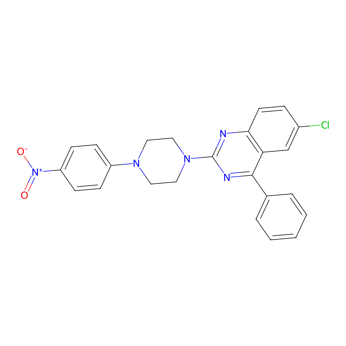 6-Chloro-2-[4-(4-nitrophenyl)piperazin-1-yl]-4-phenylquinazoline molecular structure, CAS 406713-27-7