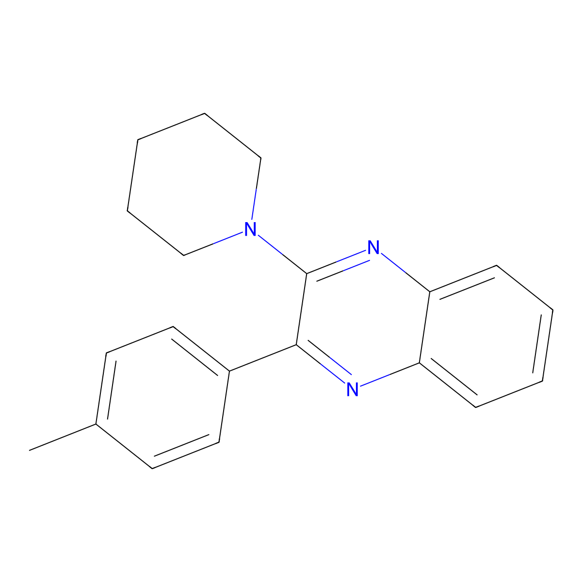 2-(4-Methylphenyl)-3-piperidin-1-ylquinoxaline molecular structure, CAS 406713-35-7