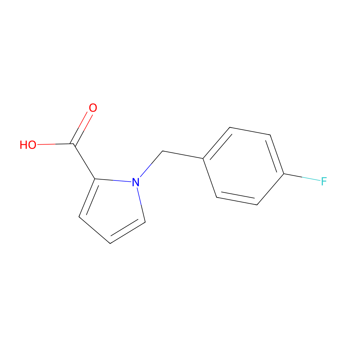 1-[(4-fluorophenyl)methyl]-1H-pyrrole-2-carboxylic acid molecular structure, CAS 406728-86-7