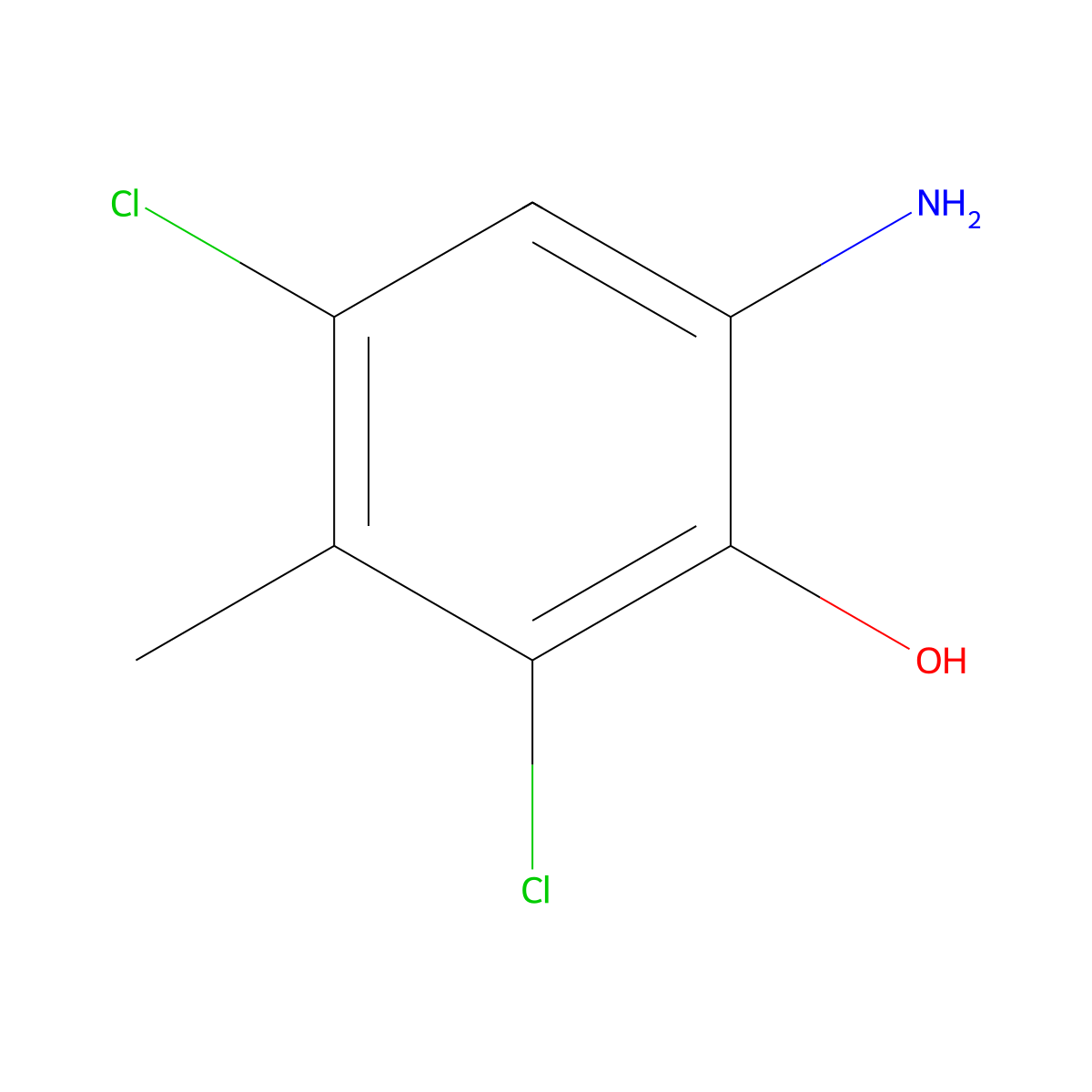 2-Amino-4,6-dichloro-5-methylphenol molecular structure, CAS 40677-44-9