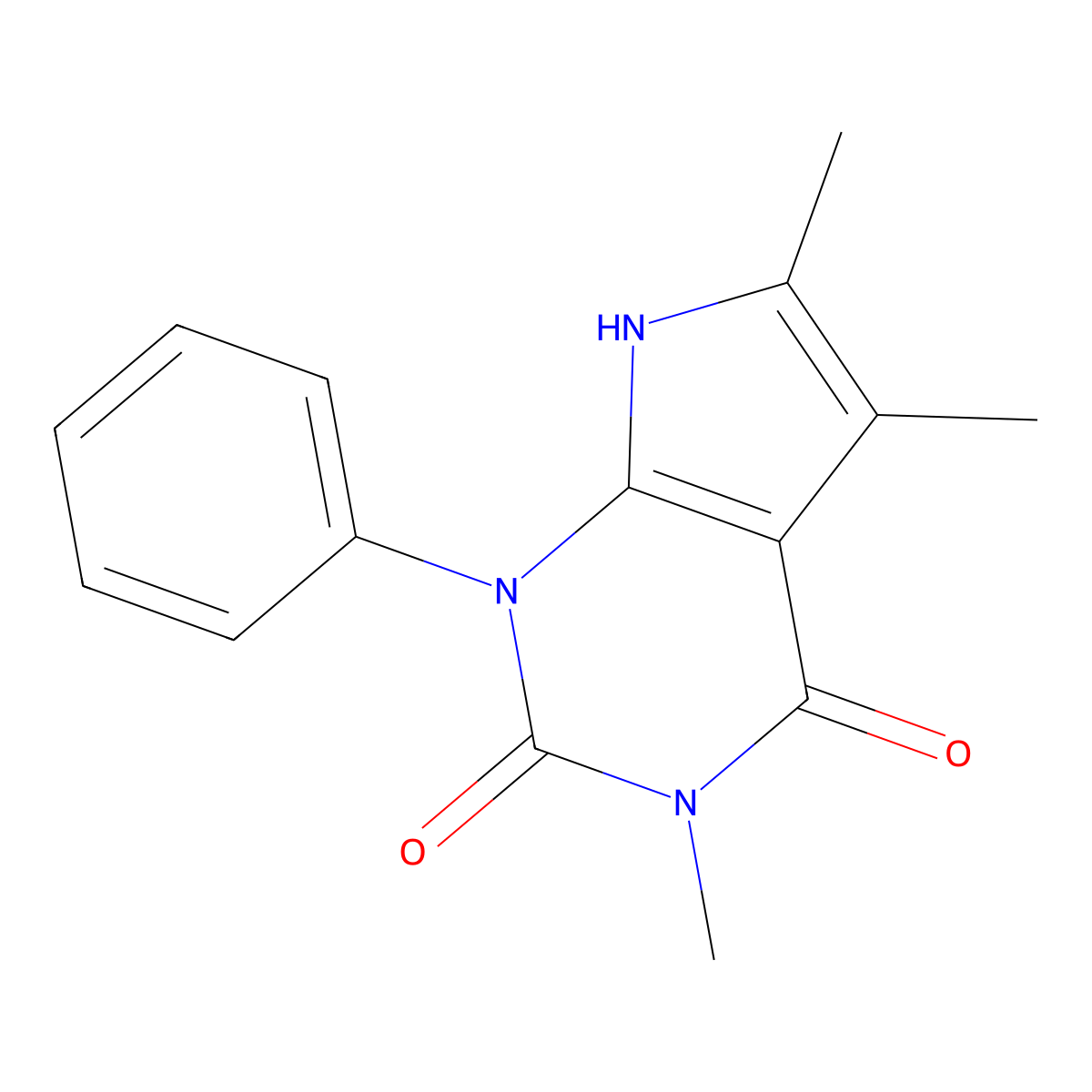 1H-Pyrrolo(2,3-d)pyrimidine-2,4(3H,7H)-dione, 1-phenyl-3,5,6-trimethyl- molecular structure, CAS 40678-91-9