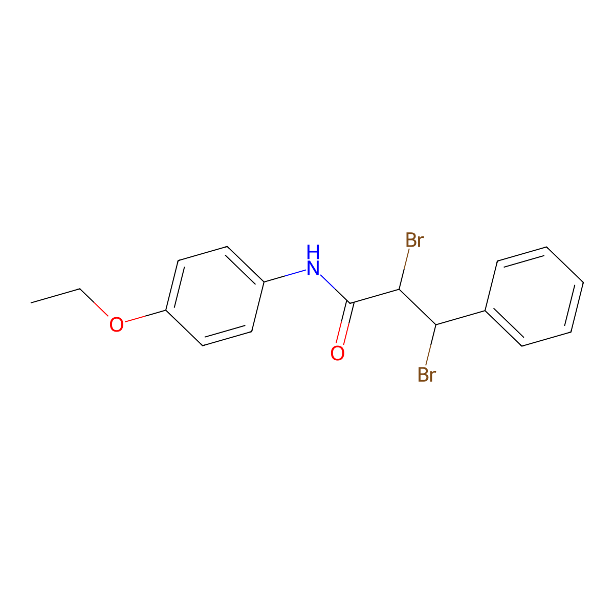 2,3-dibromo-N-(4-ethoxyphenyl)-3-phenylpropanamide molecular structure, CAS 4068-52-4