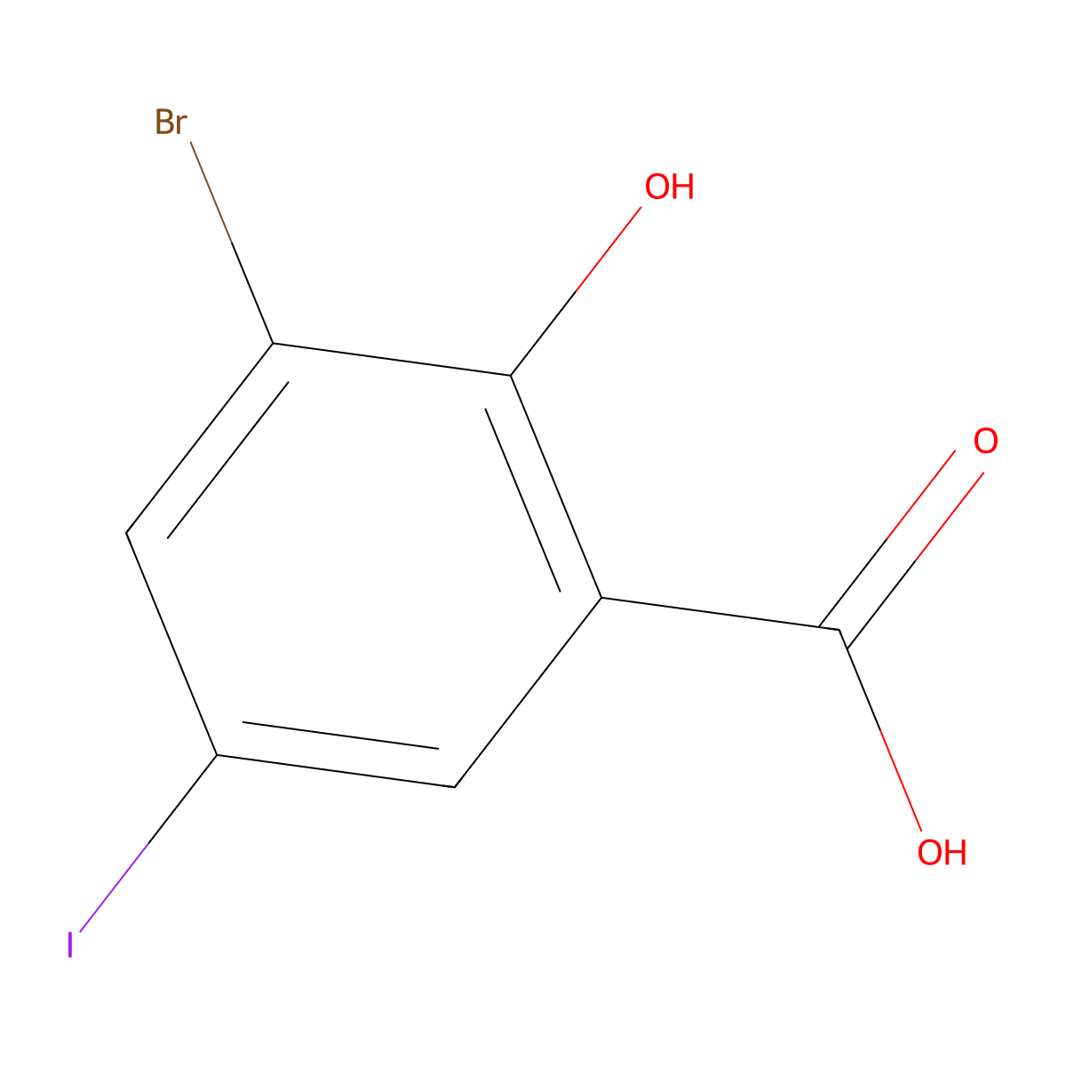 3-Bromo-2-hydroxy-5-iodobenzoic acid molecular structure, CAS 4068-56-8