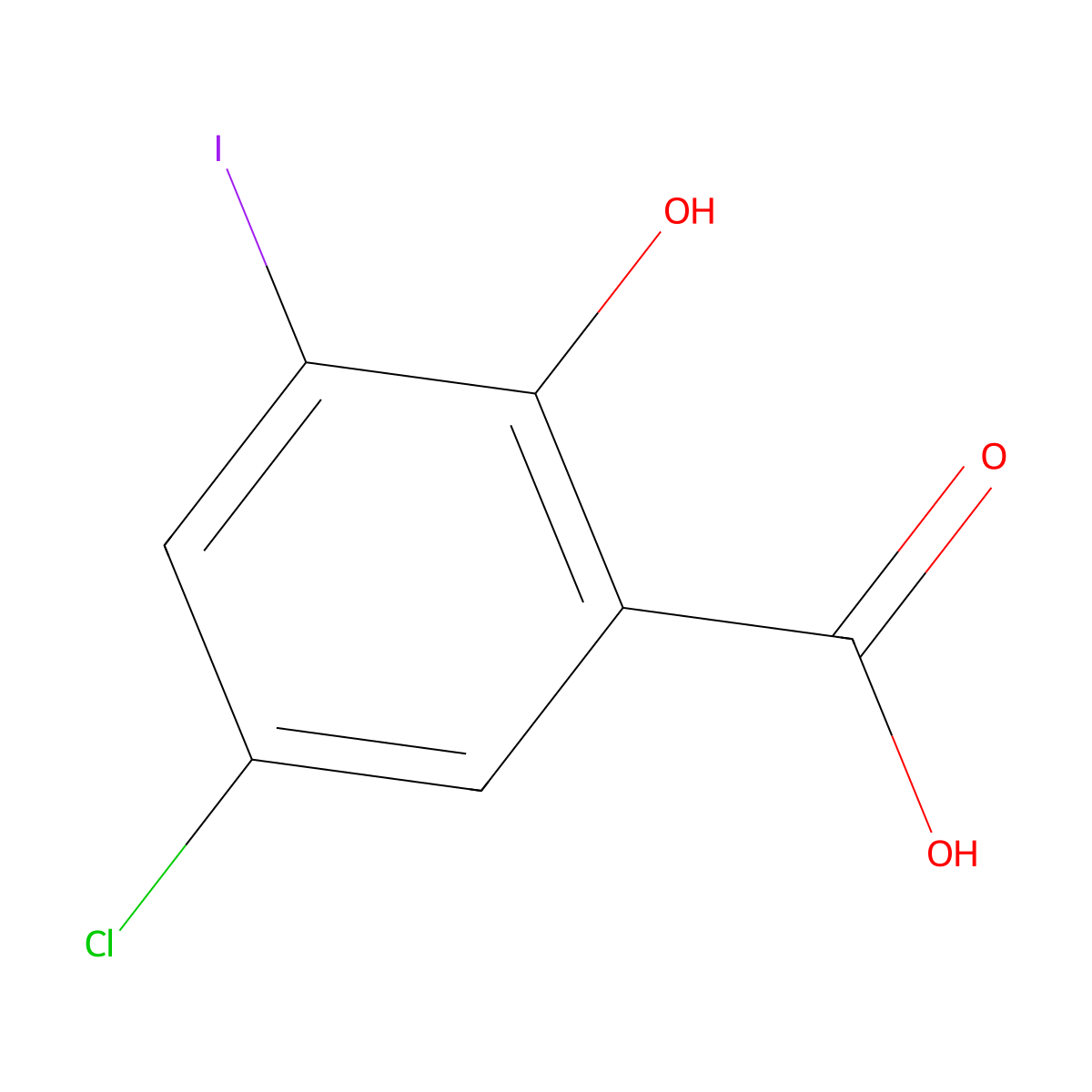 5-Chloro-2-hydroxy-3-iodobenzoic acid molecular structure, CAS 4068-57-9