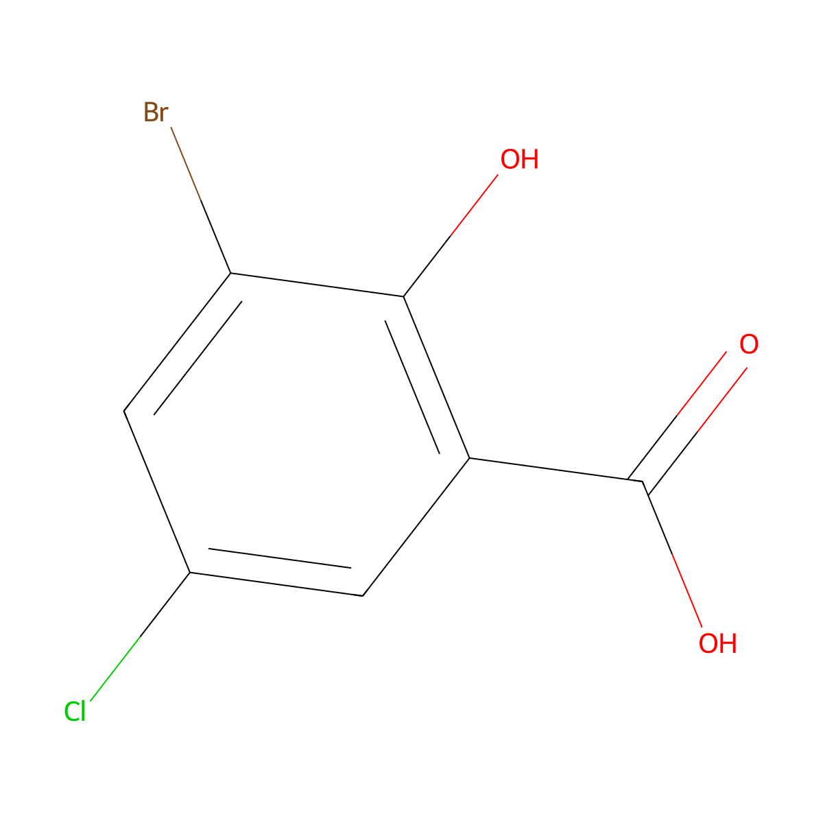 3-Bromo-5-chloro-2-hydroxybenzoic acid molecular structure, CAS 4068-58-0