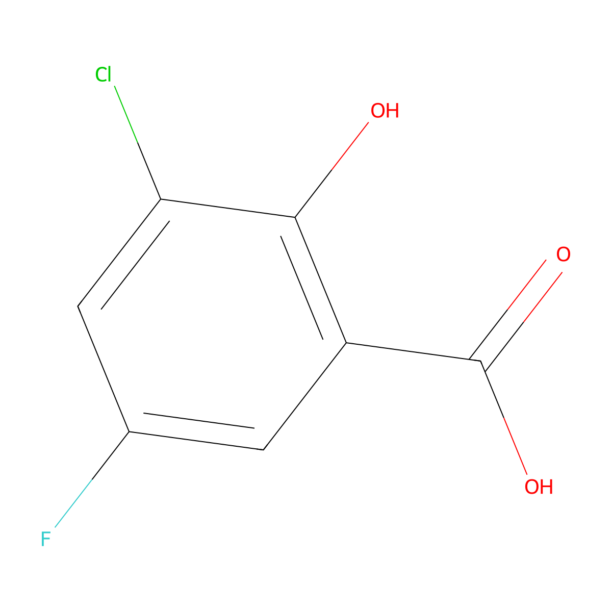 3-Chloro-5-fluoro-2-hydroxybenzoic acid molecular structure, CAS 4068-62-6