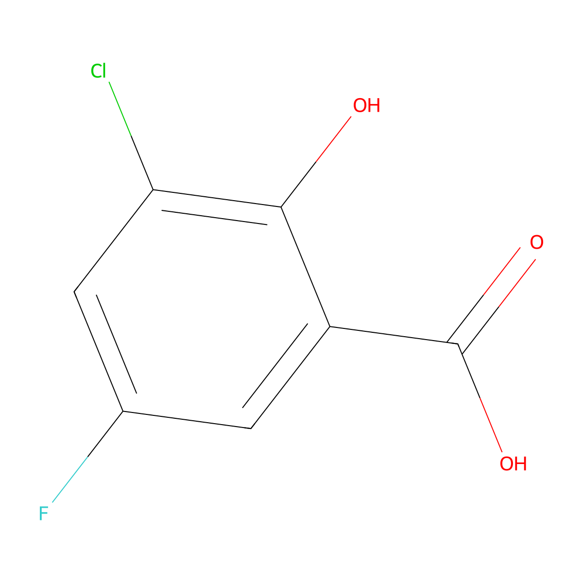 3-Chloro-5-fluoro-2-hydroxybenzoic acid molecular structure, CAS 4068-62-6