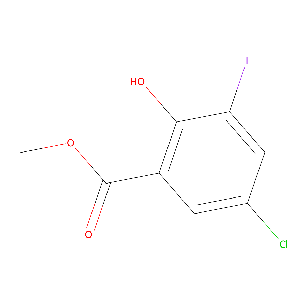 Methyl 5-chloro-2-hydroxy-3-iodobenzoate molecular structure, CAS 4068-68-2