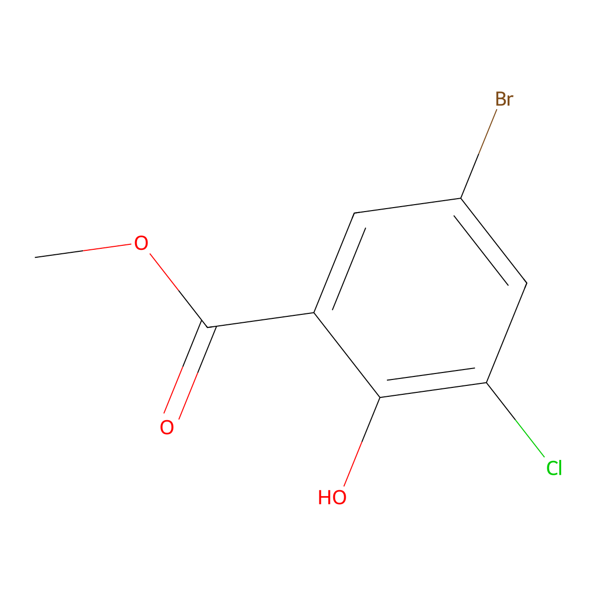 Methyl 5-bromo-3-chloro-2-hydroxybenzoate molecular structure, CAS 4068-72-8