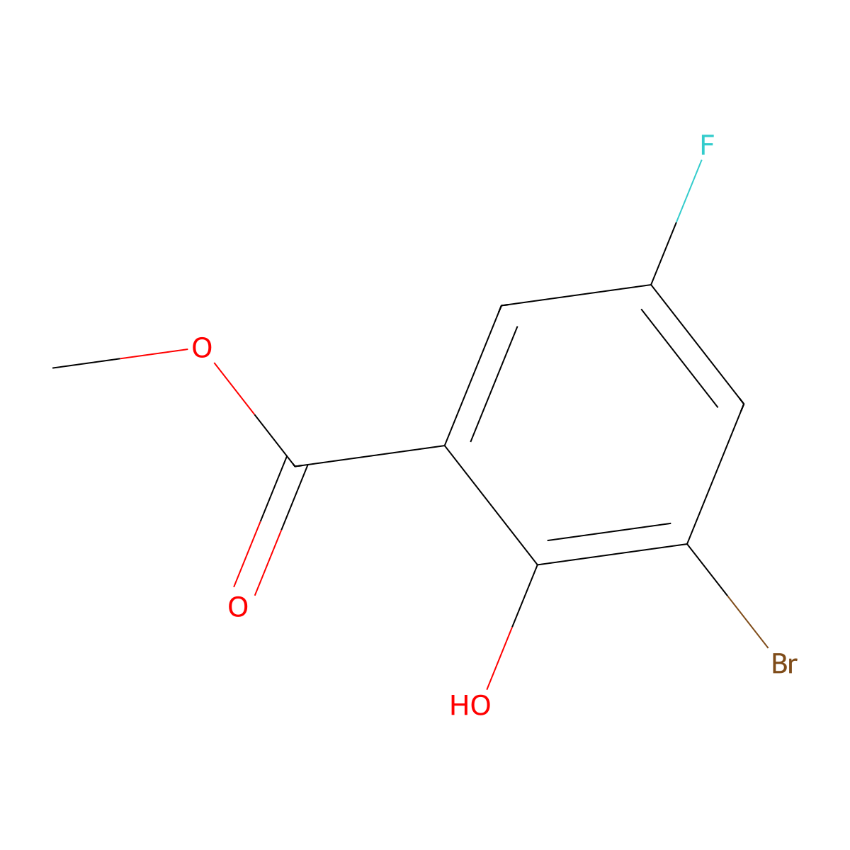 Methyl 3-bromo-5-fluoro-2-hydroxybenzoate molecular structure, CAS 4068-73-9