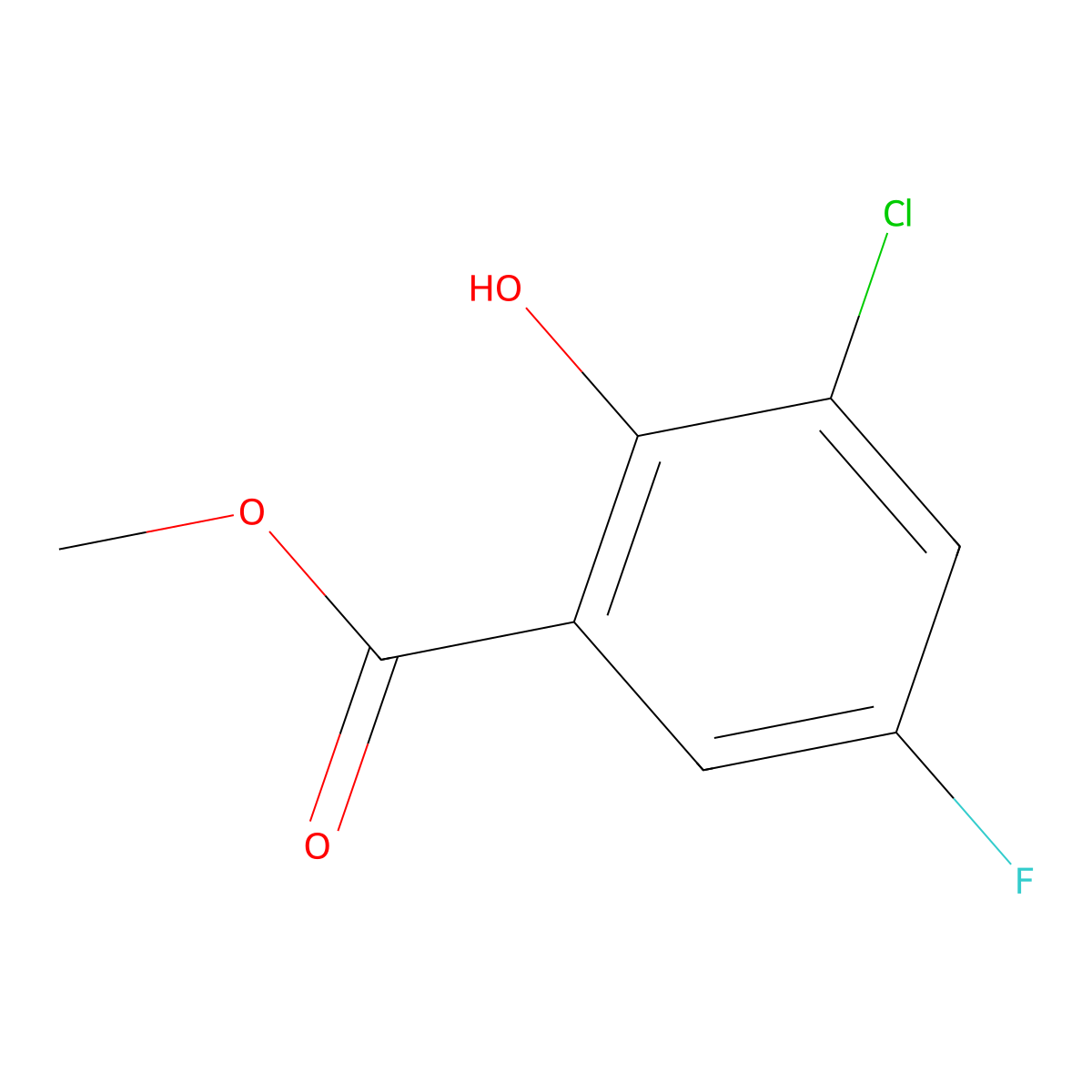 Methyl 3-chloro-5-fluoro-2-hydroxybenzoate molecular structure, CAS 4068-74-0