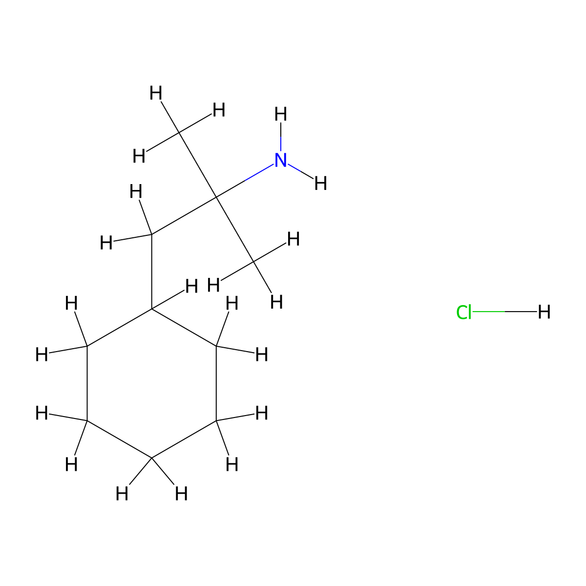 1-Cyclohexyl-2-methyl-2-propanamine hydrochloride molecular structure, CAS 4068-86-4
