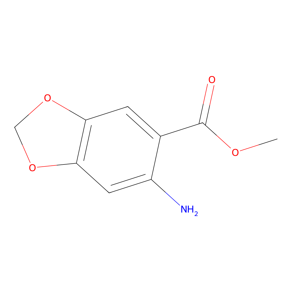 Methyl 6-amino-1,3-benzodioxole-5-carboxylate molecular structure, CAS 40680-63-5