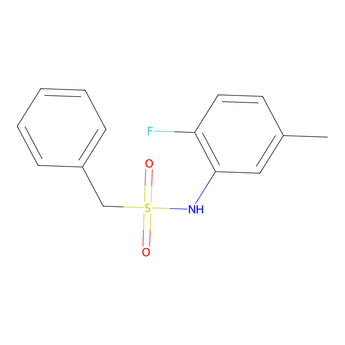 N-(2-fluoro-5-methylphenyl)-1-phenylmethanesulfonamide molecular structure, CAS 4069-35-6