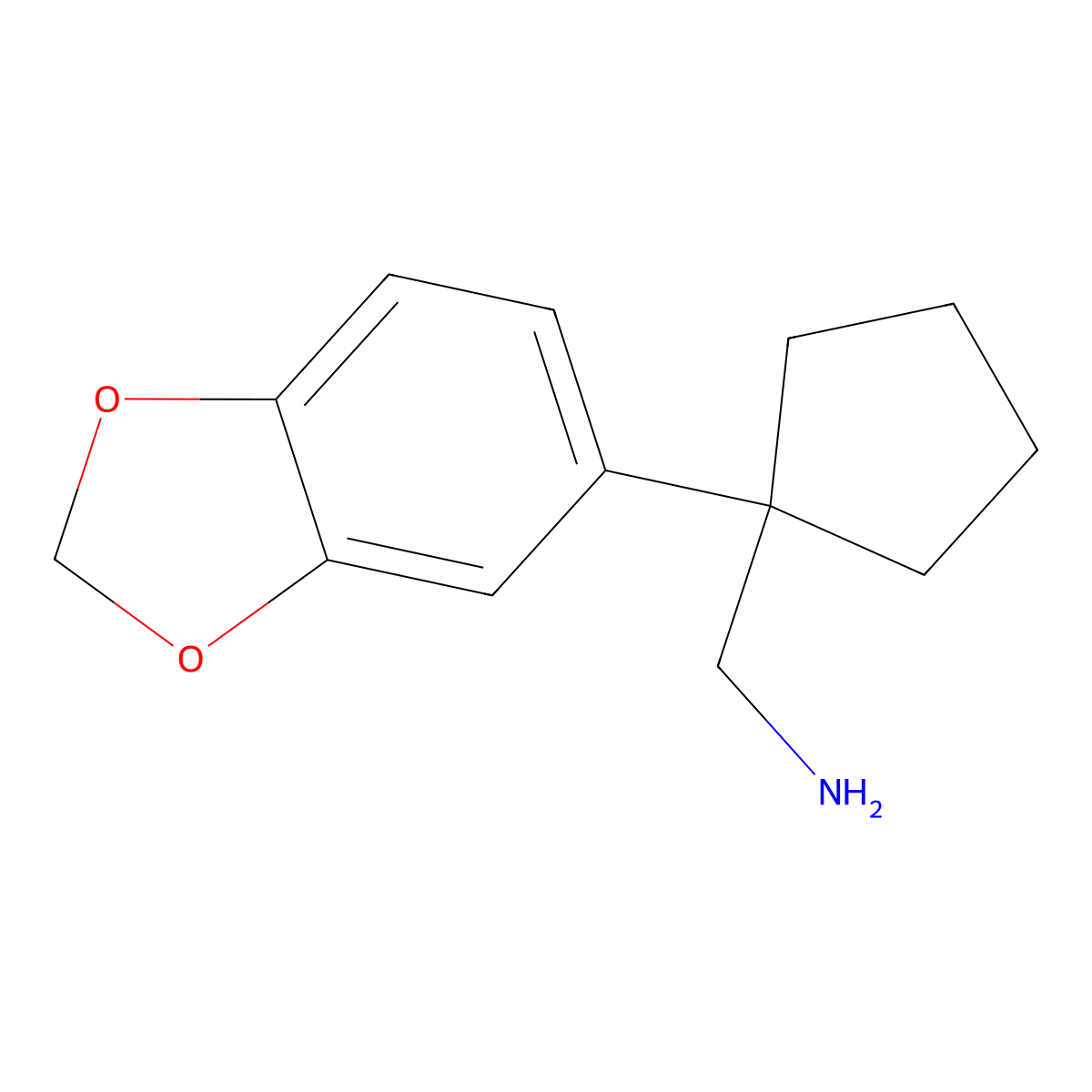 1-(1,3-Benzodioxol-5-yl)cyclopentanemethanamine molecular structure, CAS 40691-79-0