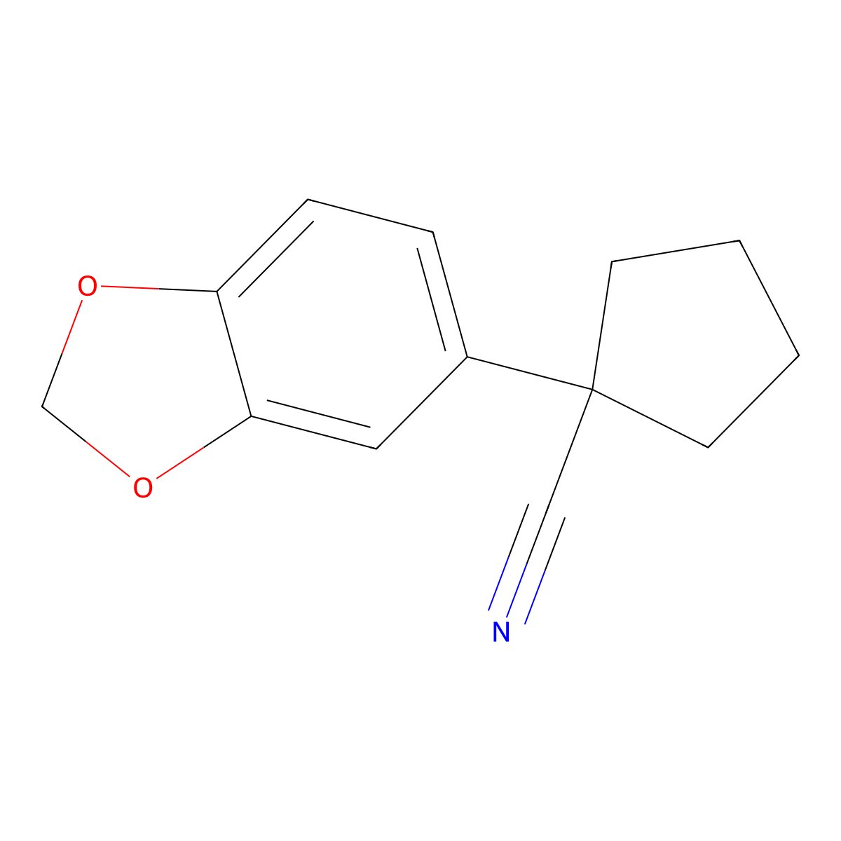 1-(1,3-Benzodioxol-5-yl)cyclopentanecarbonitrile molecular structure, CAS 40691-82-5