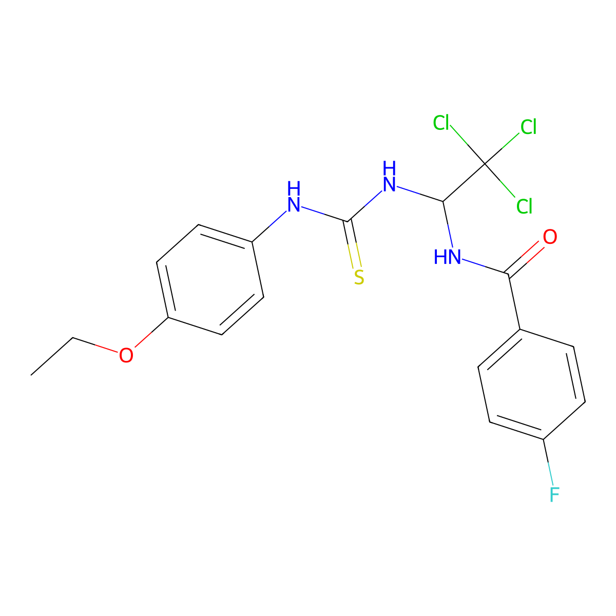 4-fluoro-N-(2,2,2-trichloro-1-{[(4-ethoxyanilino)carbothioyl]amino}ethyl)benzamide molecular structure, CAS 406915-35-3