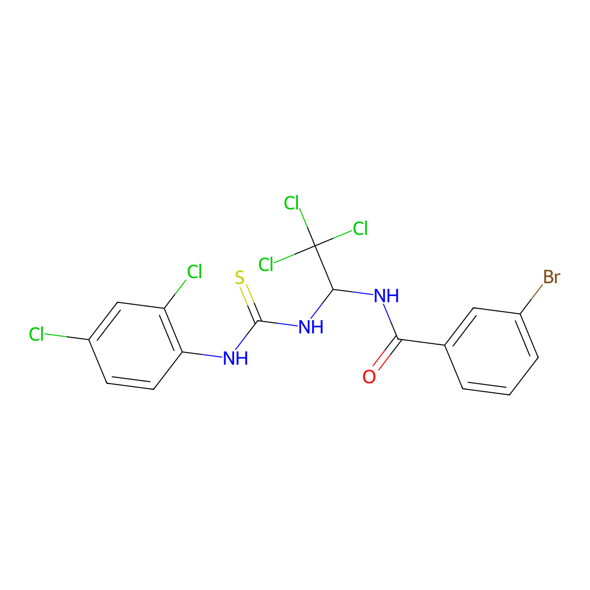 3-BR-N-(2,2,2-Trichloro-1-(((2,4-dichloroanilino)carbothioyl)amino)ET)benzamide molecular structure, CAS 406915-55-7