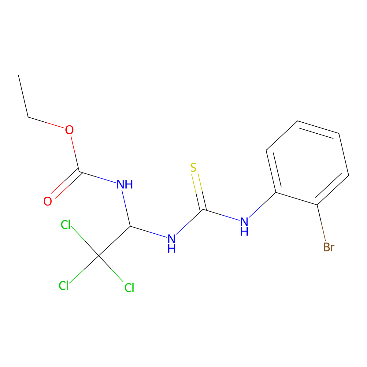 Ethyl 1-(((2-bromoanilino)carbothioyl)amino)-2,2,2-trichloroethylcarbamate molecular structure, CAS 406915-61-5