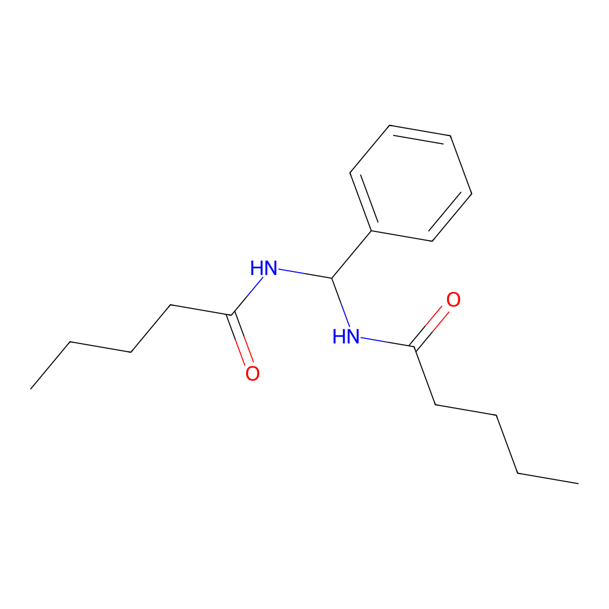 N,N'-(phenylmethanediyl)dipentanamide molecular structure, CAS 406915-79-5