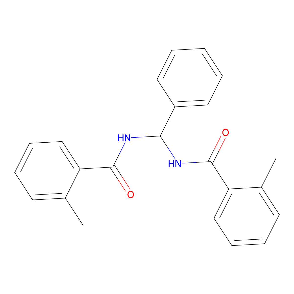 N,N'-(phenylmethanediyl)bis(2-methylbenzamide) molecular structure, CAS 406915-80-8