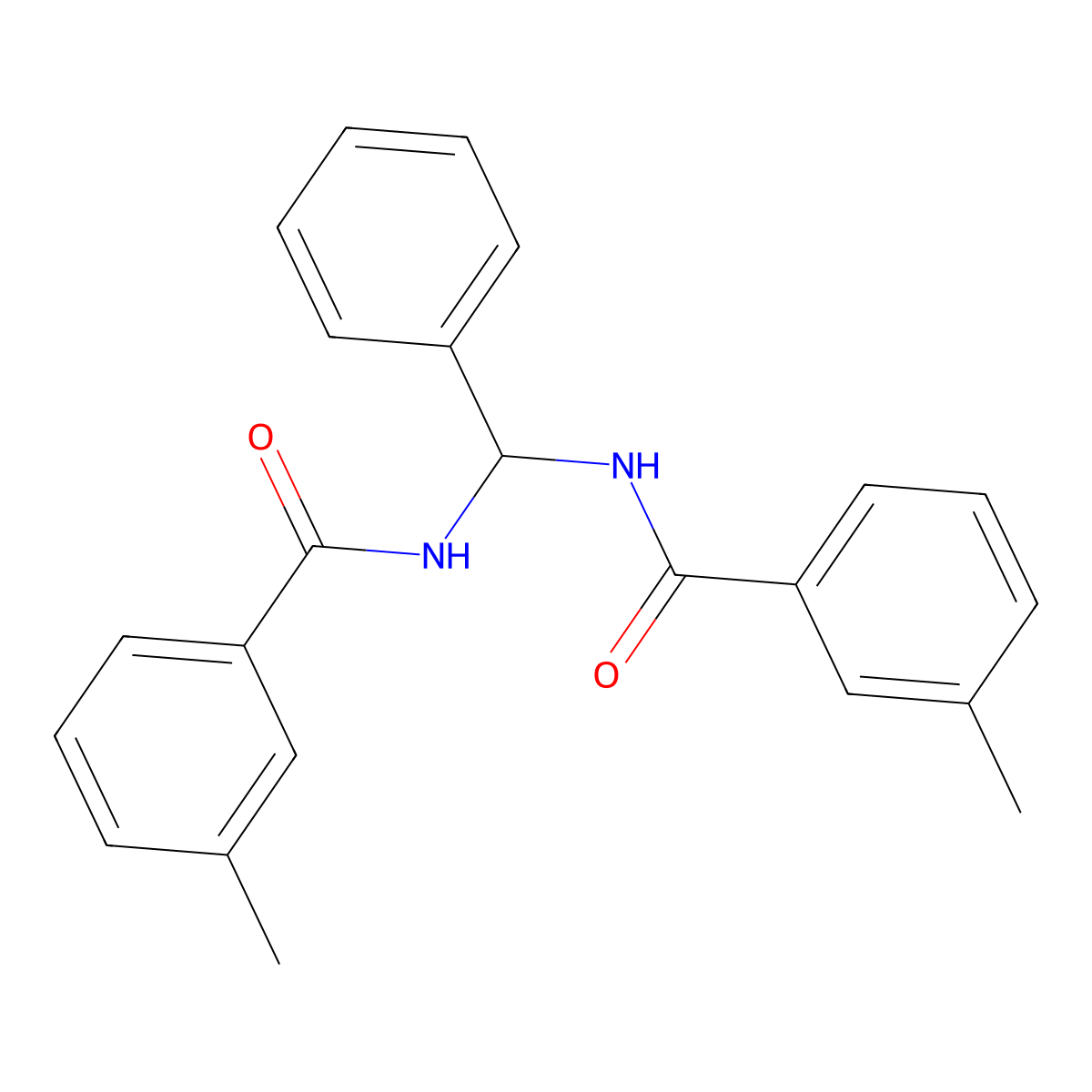 N,N'-(phenylmethanediyl)bis(3-methylbenzamide) molecular structure, CAS 406915-86-4