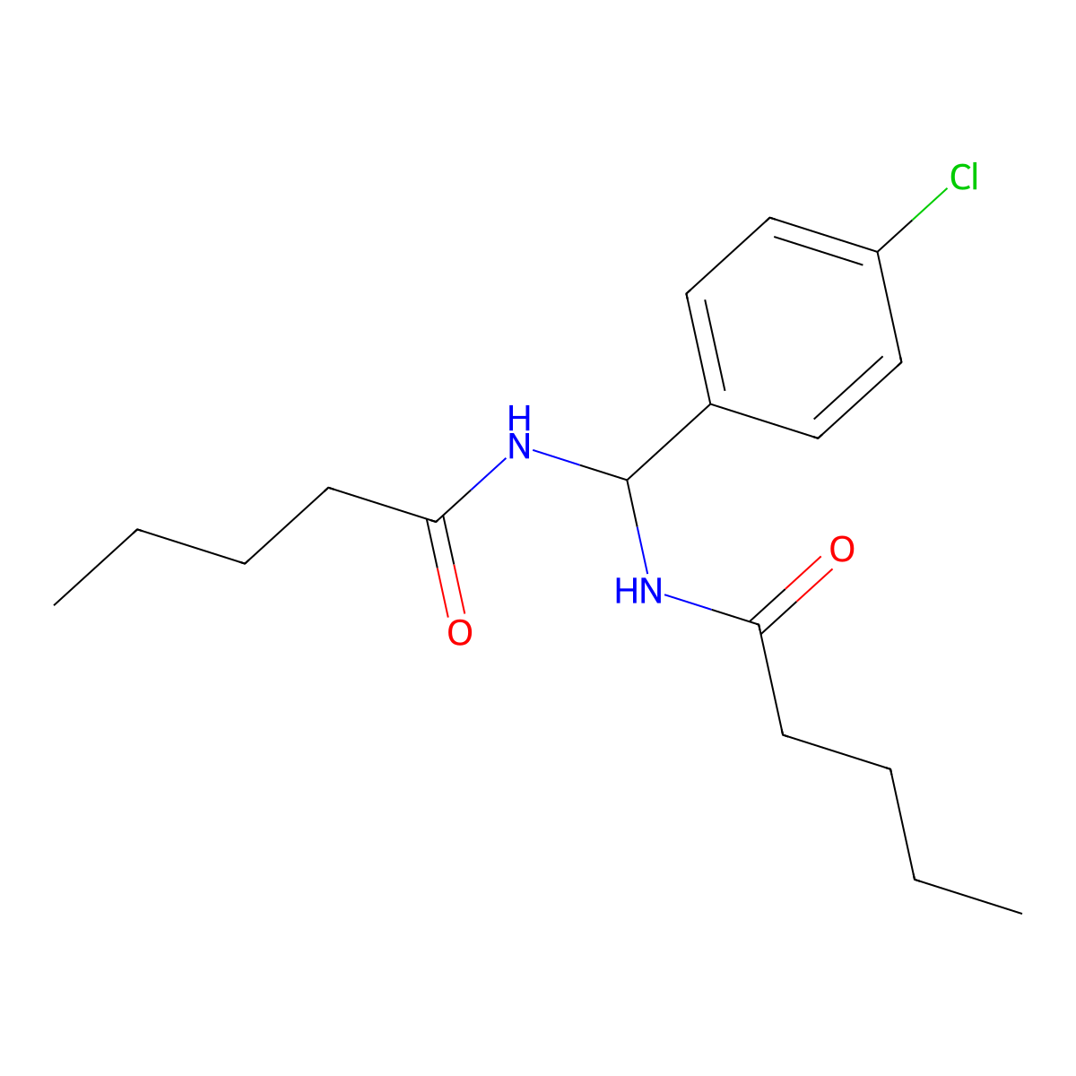 N,N'-[(4-chlorophenyl)methanediyl]dipentanamide molecular structure, CAS 406915-92-2