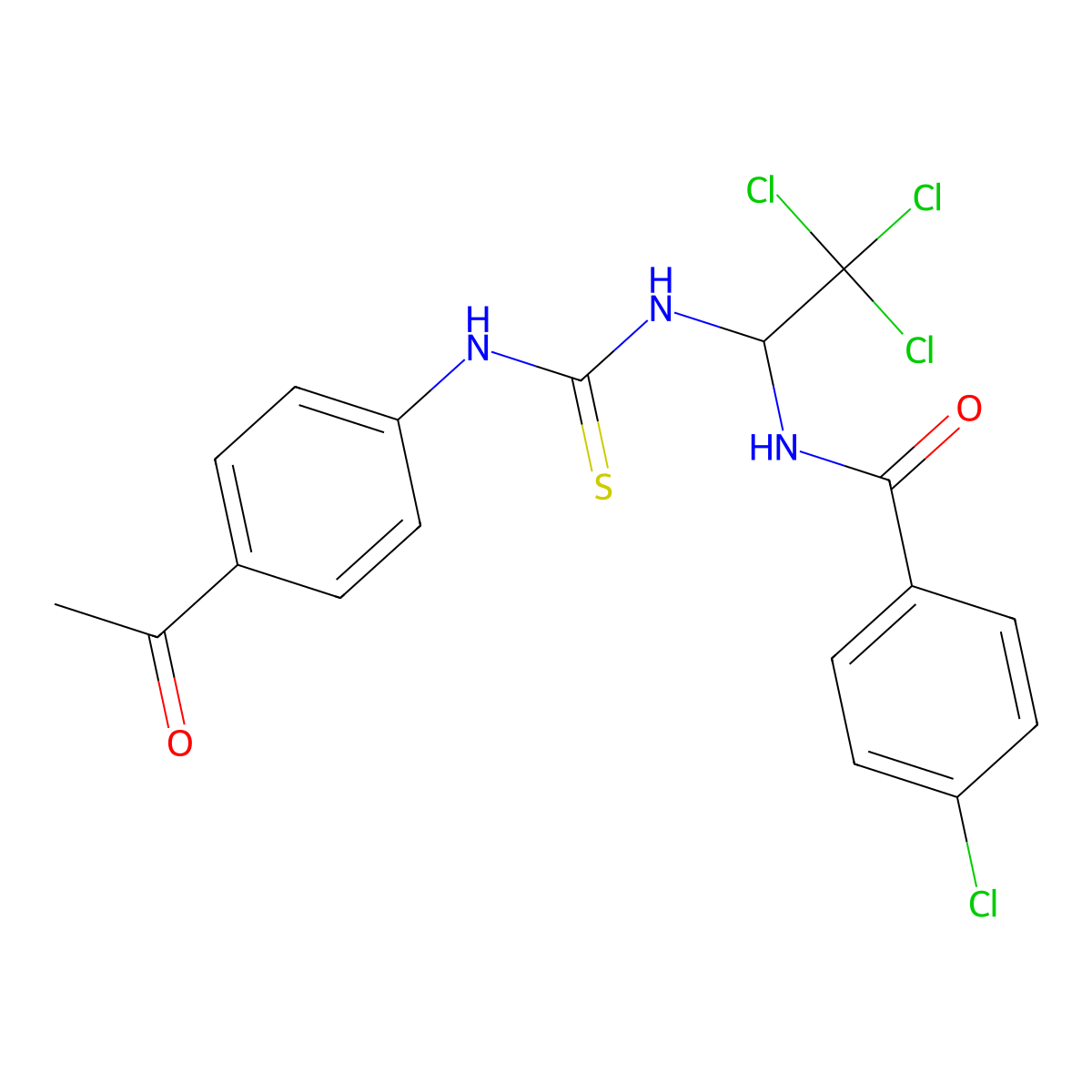 N-[1-[(4-acetylphenyl)carbamothioylamino]-2,2,2-trichloroethyl]-4-chlorobenzamide molecular structure, CAS 406916-42-5