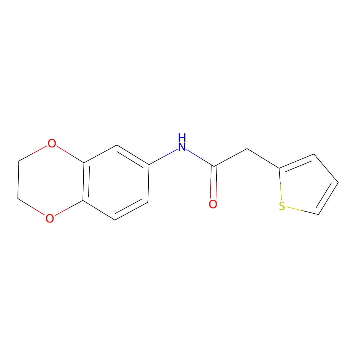N-(2,3-dihydro-1,4-benzodioxin-6-yl)-2-thiophen-2-ylacetamide molecular structure, CAS 406918-09-0