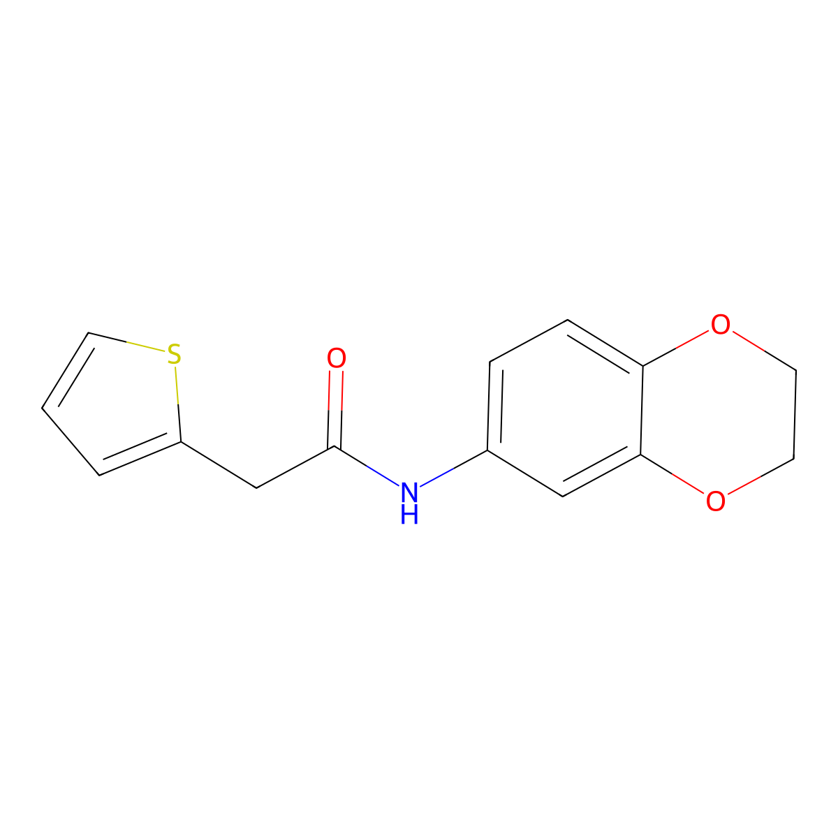 N-(2,3-dihydro-1,4-benzodioxin-6-yl)-2-thiophen-2-ylacetamide molecular structure, CAS 406918-09-0