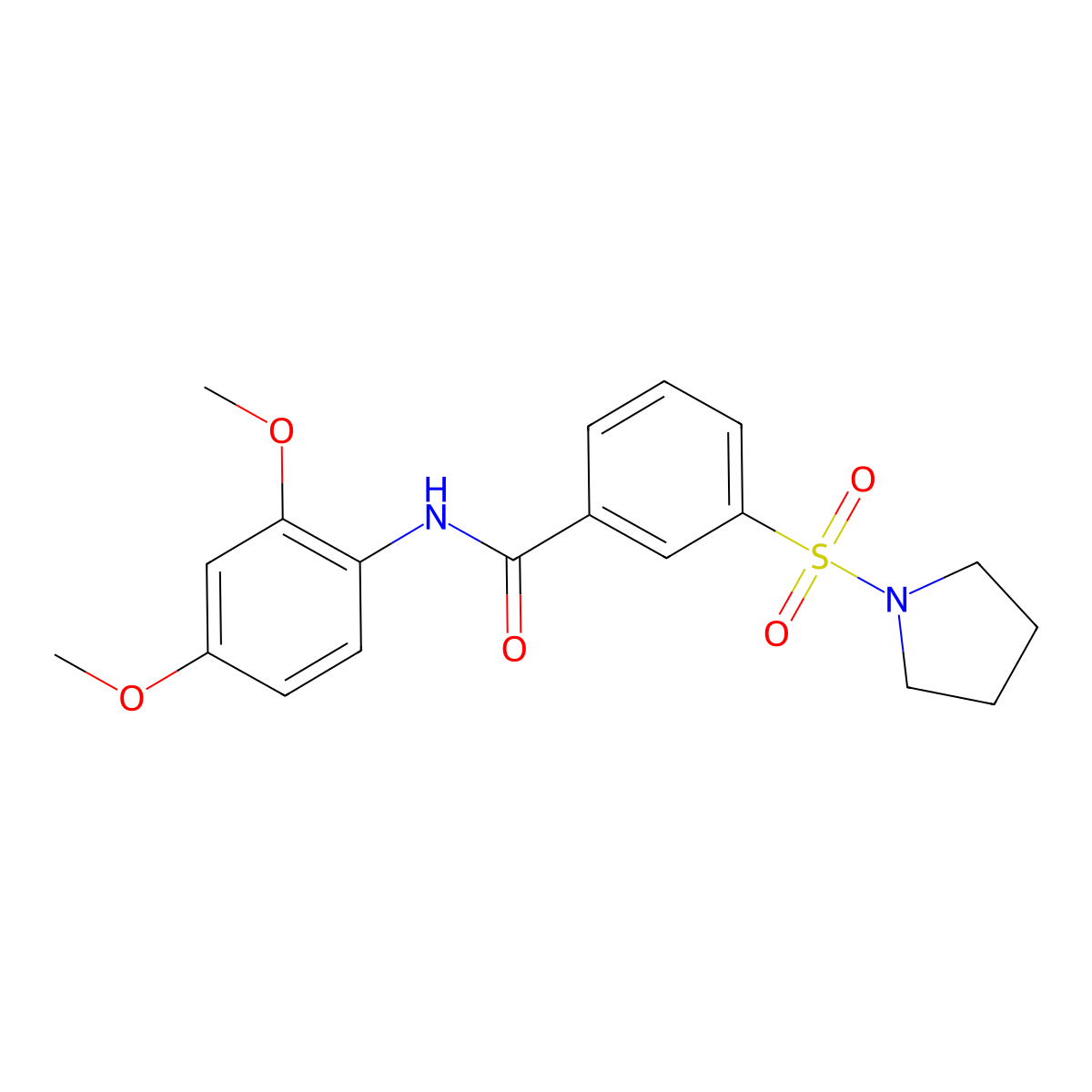 N-(2,4-dimethoxyphenyl)-3-(pyrrolidine-1-sulfonyl)benzamide molecular structure, CAS 406924-08-1