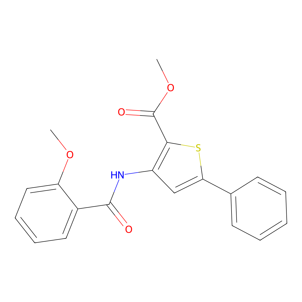 Methyl 3-(2-methoxybenzamido)-5-phenylthiophene-2-carboxylate molecular structure, CAS 406924-46-7