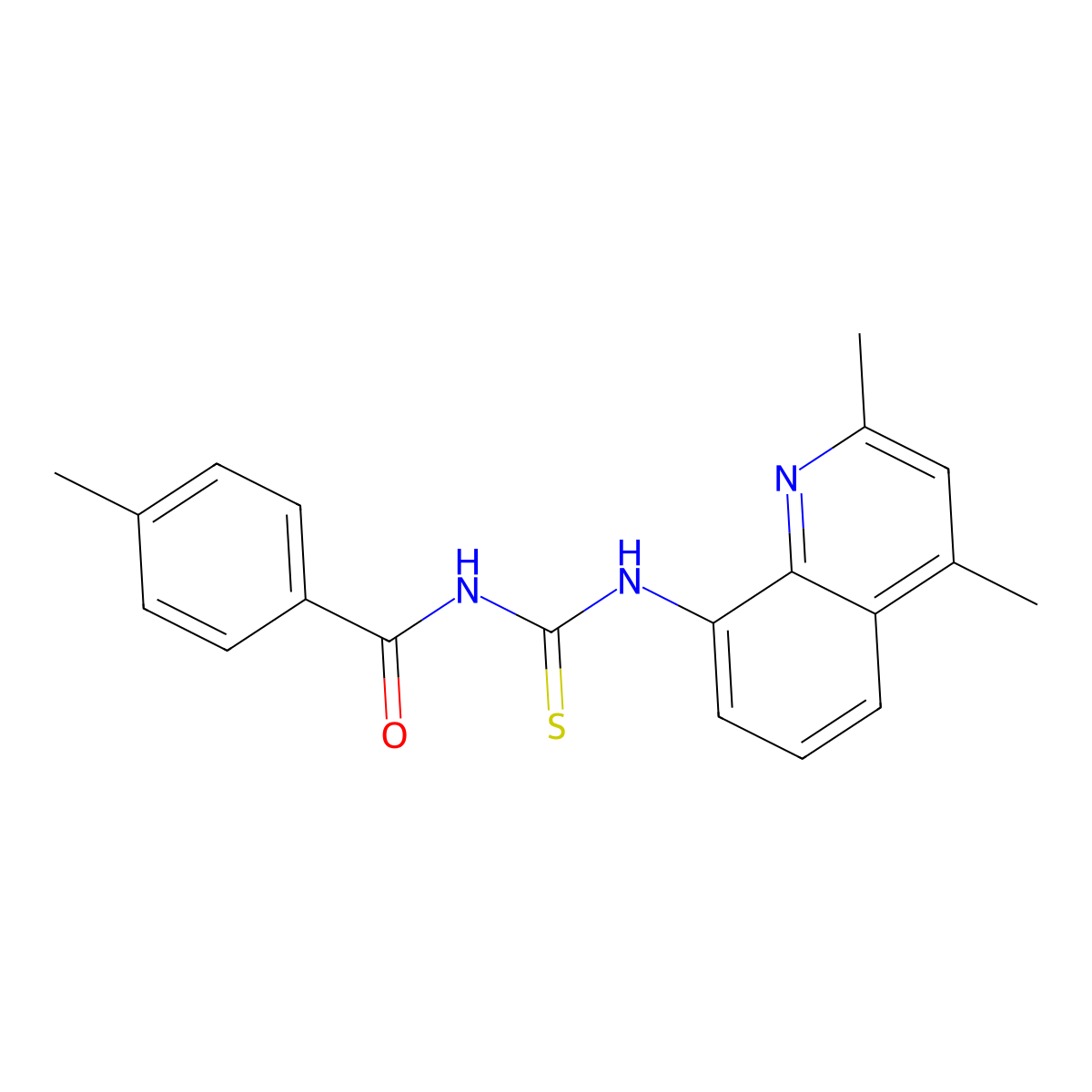 N-[(2,4-dimethylquinolin-8-yl)carbamothioyl]-4-methylbenzamide molecular structure, CAS 406924-97-8