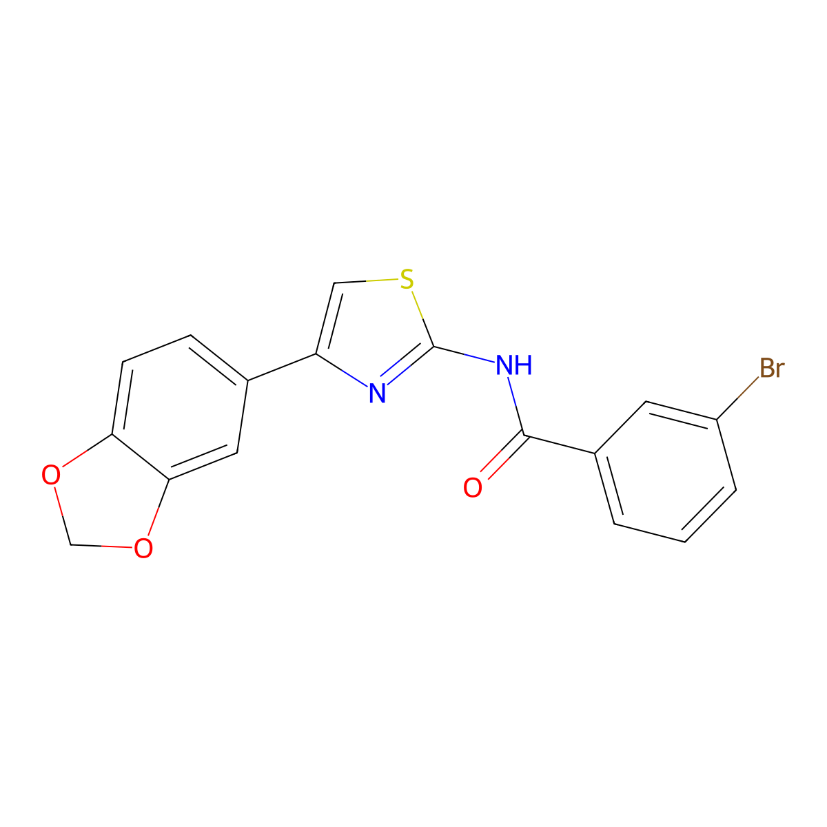 N-(4-(benzo[d][1,3]dioxol-5-yl)thiazol-2-yl)-3-bromobenzamide molecular structure, CAS 406925-19-7