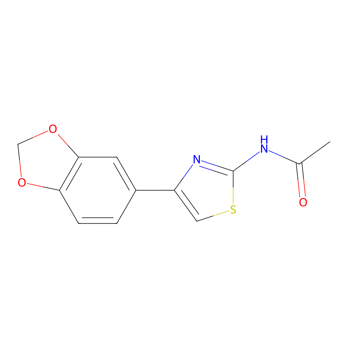 N-[4-(2H-1,3-benzodioxol-5-yl)-1,3-thiazol-2-yl]acetamide molecular structure, CAS 406925-20-0