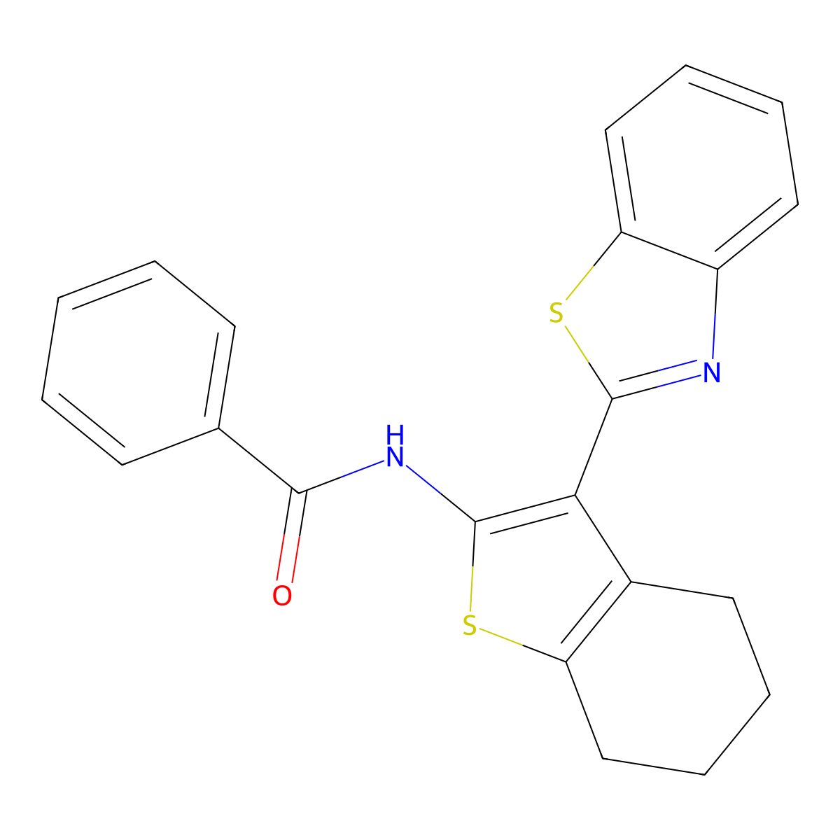N-[3-(1,3-benzothiazol-2-yl)-4,5,6,7-tetrahydro-1-benzothiophen-2-yl]benzamide molecular structure, CAS 406926-27-0