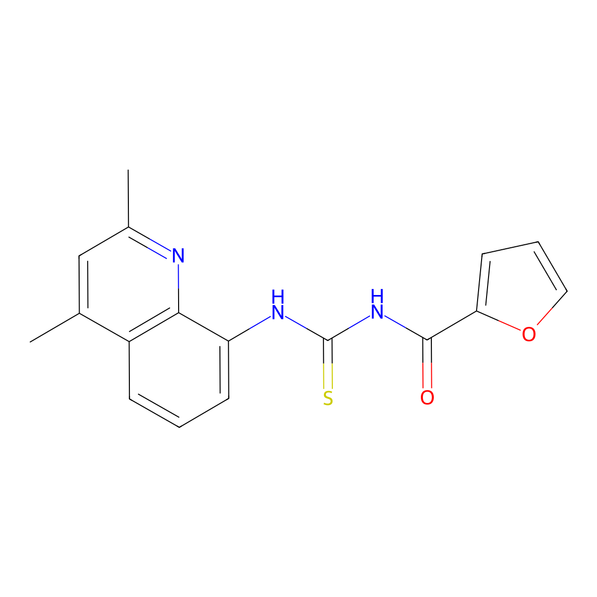 N-[(2,4-dimethylquinolin-8-yl)carbamothioyl]furan-2-carboxamide molecular structure, CAS 406926-28-1
