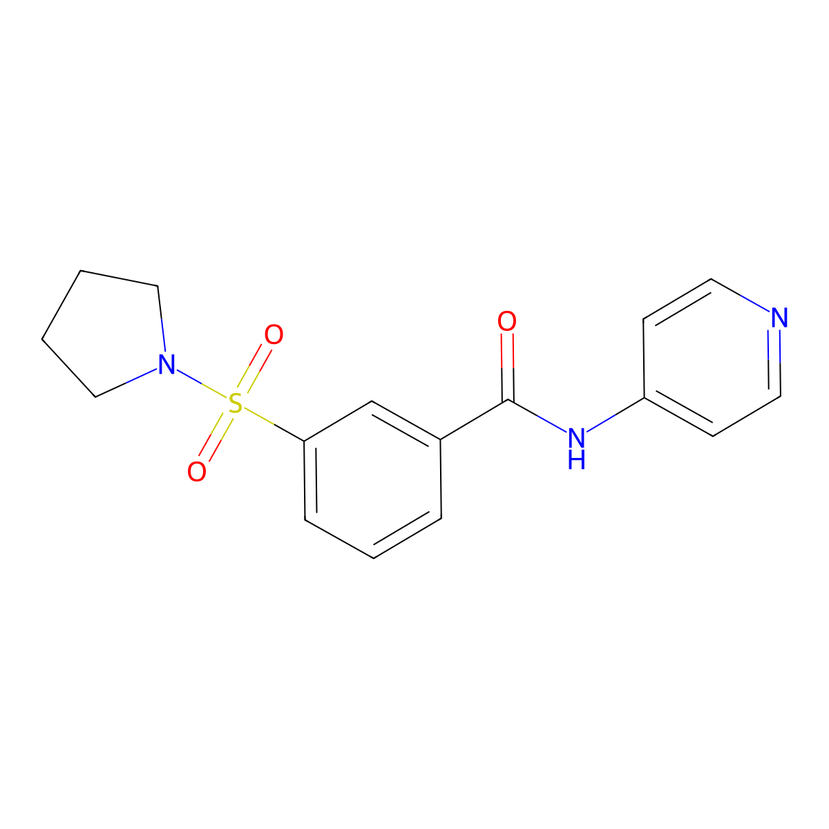 N-pyridin-4-yl-3-pyrrolidin-1-ylsulfonylbenzamide molecular structure, CAS 406927-08-0