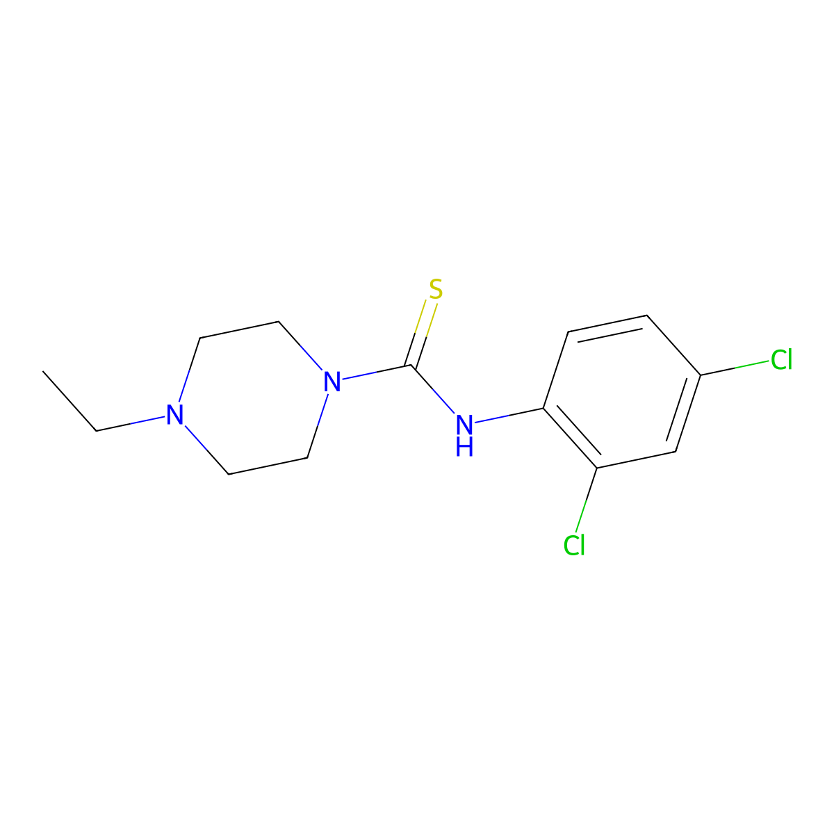 N-(2,4-dichlorophenyl)-4-ethylpiperazine-1-carbothioamide molecular structure, CAS 406927-38-6