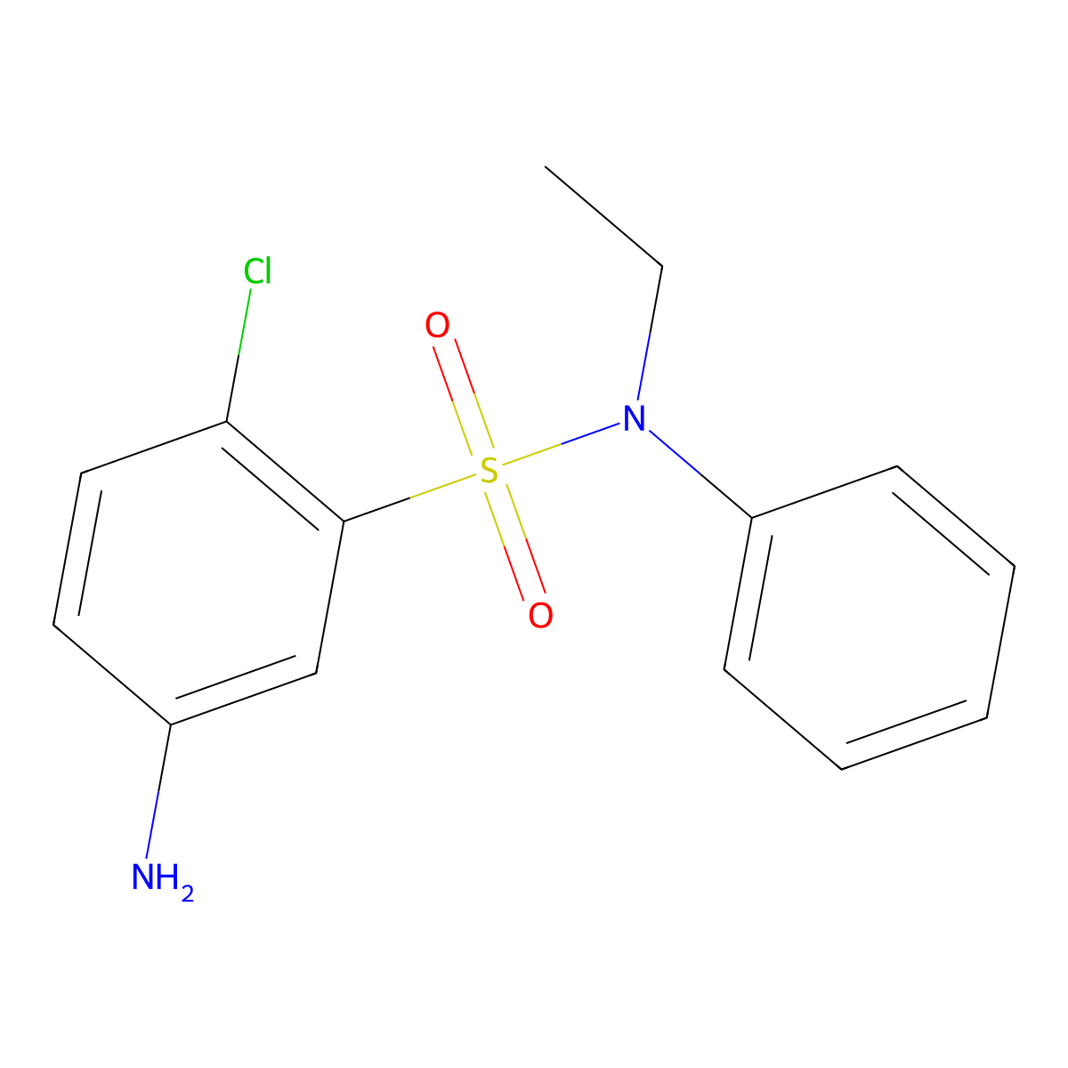 5-amino-2-chloro-N-ethyl-N-phenylbenzene-1-sulfonamide molecular structure, CAS 406927-70-6