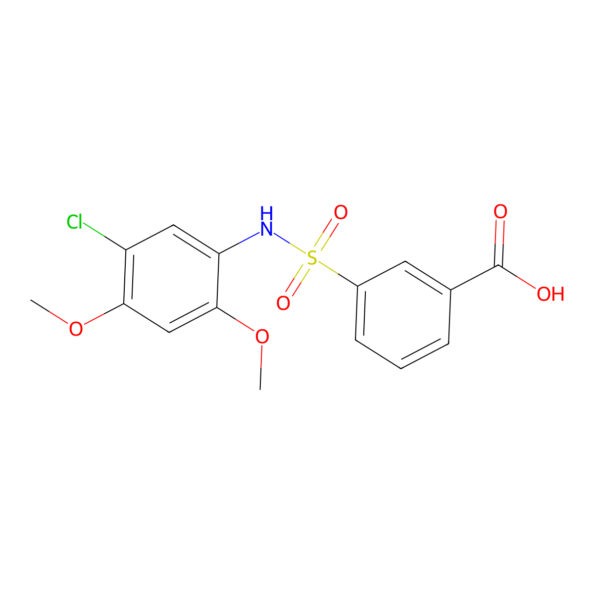 3-[(5-Chloro-2,4-dimethoxyphenyl)sulfamoyl]benzoic acid molecular structure, CAS 406927-71-7